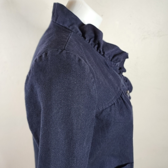J. Crew Fiona Refined Canvas Navy Blue Jacket 3/4 Sleeve Size 6 - Picture 12 of 14